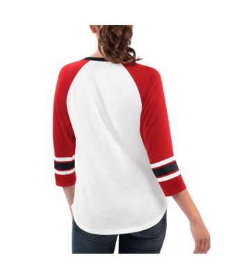 Женская бело-красная футболка NASCAR Merchandise Top Team с V-образным вырезом и рукавом 3/4 от G-III 4her By Carl Banks от Carl Banks