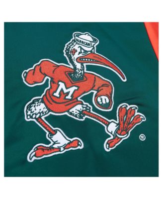 Мужская зеленая атласная куртка Mitchell & Ness Miami Hurricanes Heavyweight из атласа на полной застежке