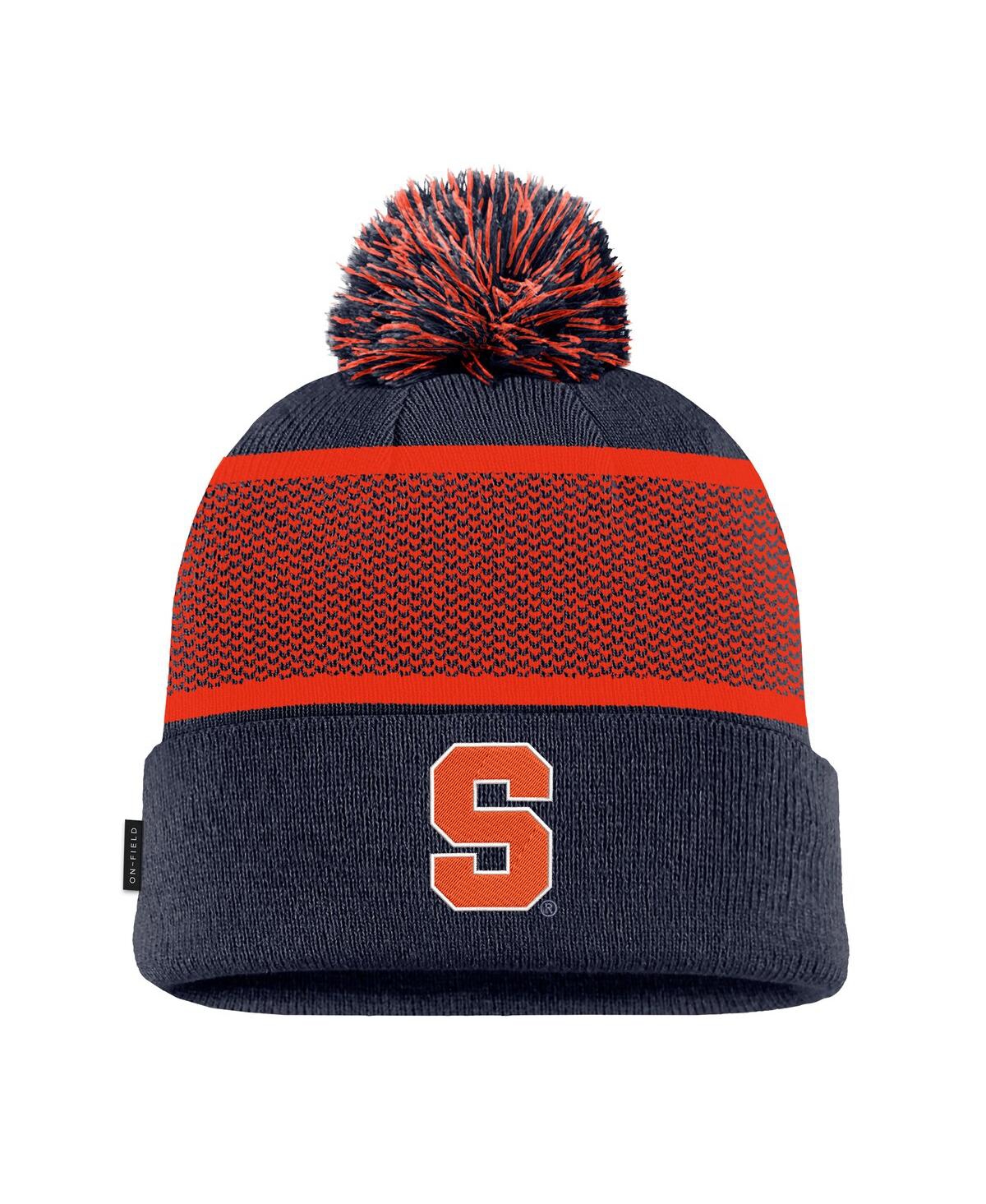 Nike Big Boys And Girls Navy Syracuse Orange 2024 Sideline Peak Cuffed With Pom Knit Hat In Navy