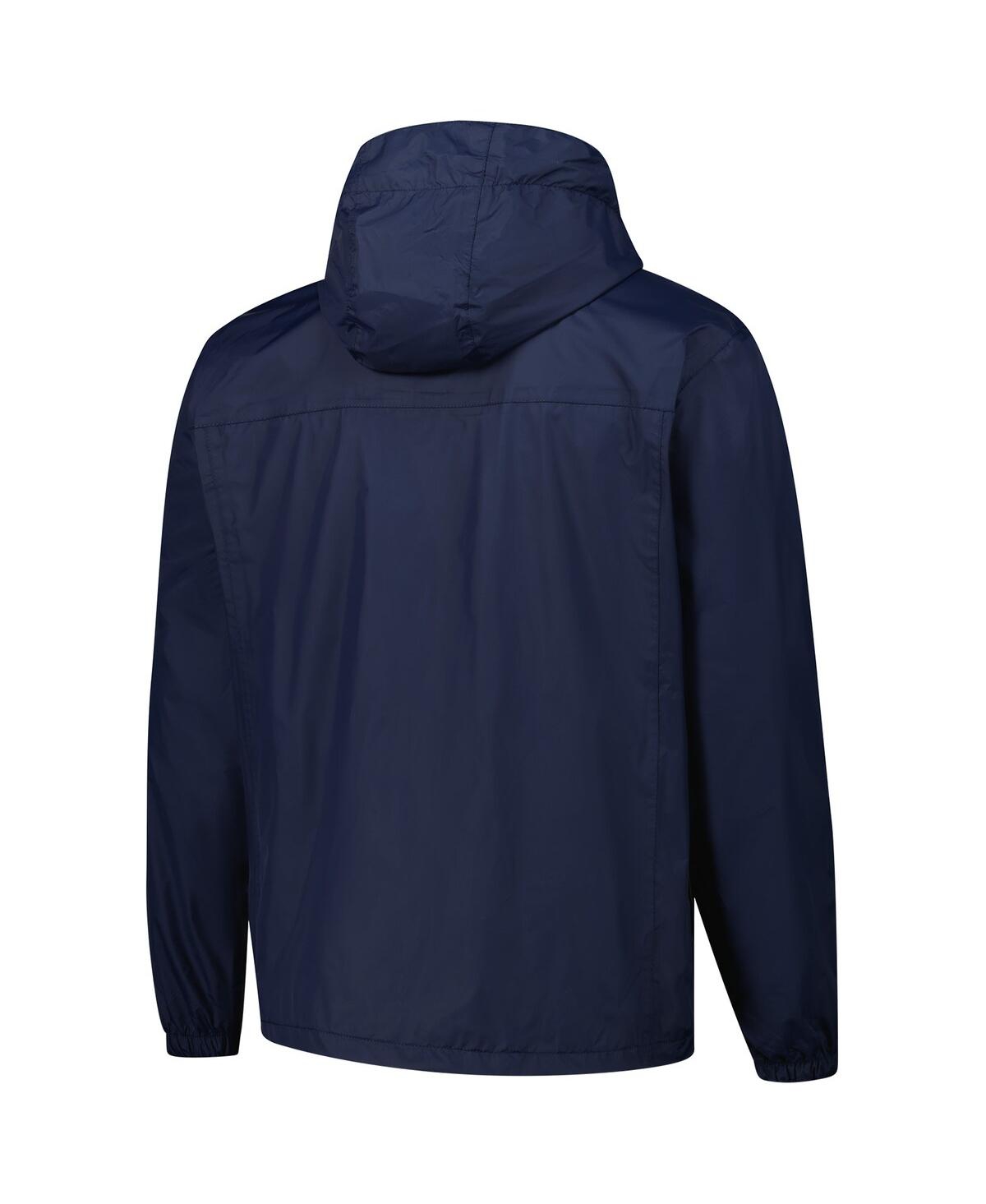 DUNBROOKE MEN'S NAVY NEW ENGLAND PATRIOTS TROPIC WATERPROOF PACKABLE FULL-ZIP HOODIE JACKET 