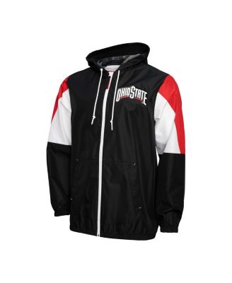 Мужская черная ветровка Mitchell & Ness Buckeyes из штата Огайо с откидывающейся назад застежкой-молнией на всю длину