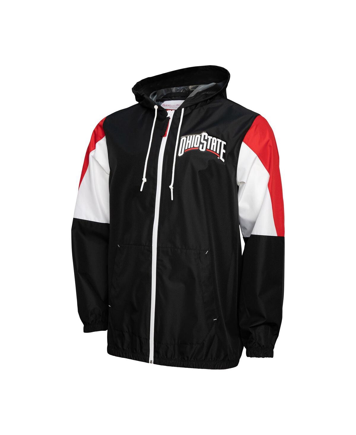 Mitchell & Ness Men's Black Ohio State Buckeyes Throw It Back Full-zip Windbreaker Jacket In Black