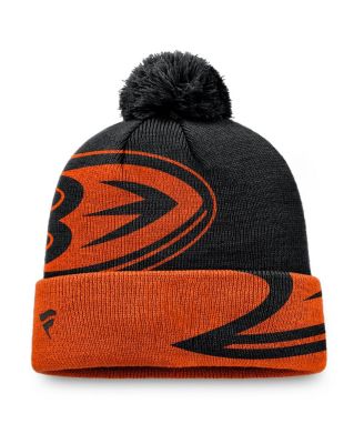 Мужская черно-оранжевая вязаная шапка Fanatics Block Party с манжетами и помпоном от Fanatics