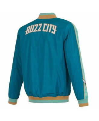Мужская куртка-бомбер JH Design бирюзового цвета Charlotte Hornets 2023/24 City Edition на полной молнии от JH Design