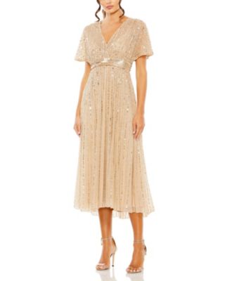 Women's A Line Embellished Short Sleeve Dress