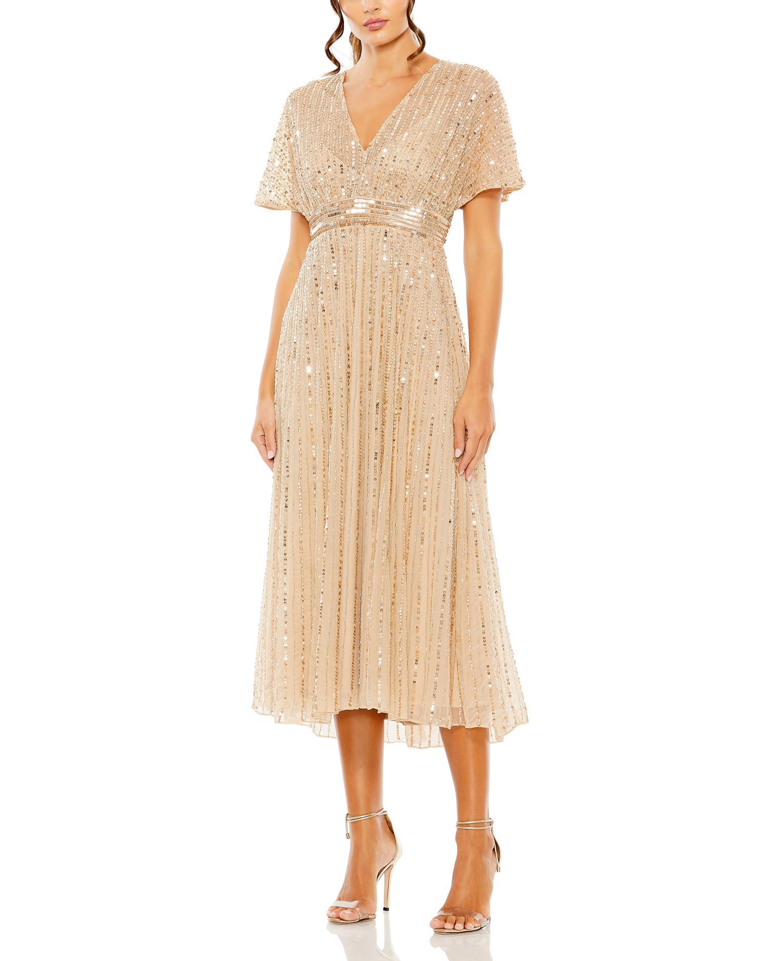 Women's A Line Embellished Short Sleeve Dress