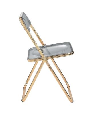 Lawrence Acrylic Folding Chair Black With Gold Metal Frame