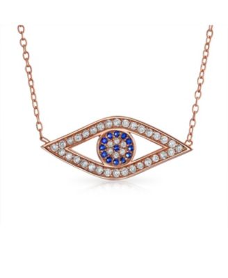 Turkish Evil Eye Pendant Necklace with Pave CZ in Sterling