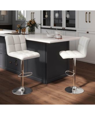 Modern Swivel Bar Stools Set of 2 with Heavy-duty Metal Base & Footrest Back
