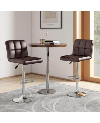Modern Swivel Bar Stools Set of 2 with Heavy-duty Metal Base & Footrest Back