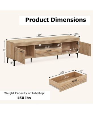 TV Stand for 65 Inch TVs Modern Entertainment Center with Drawer 2 Storage Cabinets