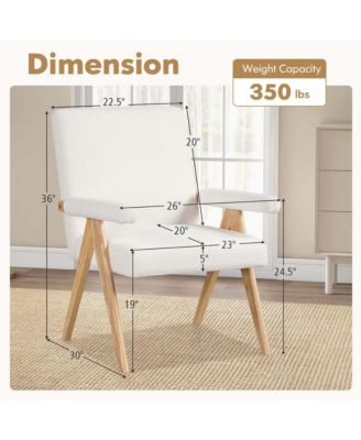 1 Pc. Solid Rubber Wood Padded Armrest Mid-Century Modern Accent Chair