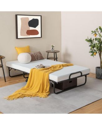 Heavy Duty Foldable Bed Metal Guest Bed Daybed with 4 inch Mattress Memory Foam