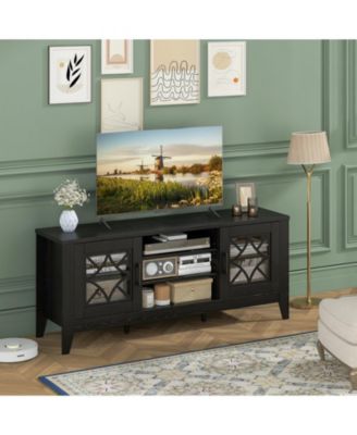 Farmhouse TV Stand for TVs with Up to 4 Adjustable Shelves and Storage Space