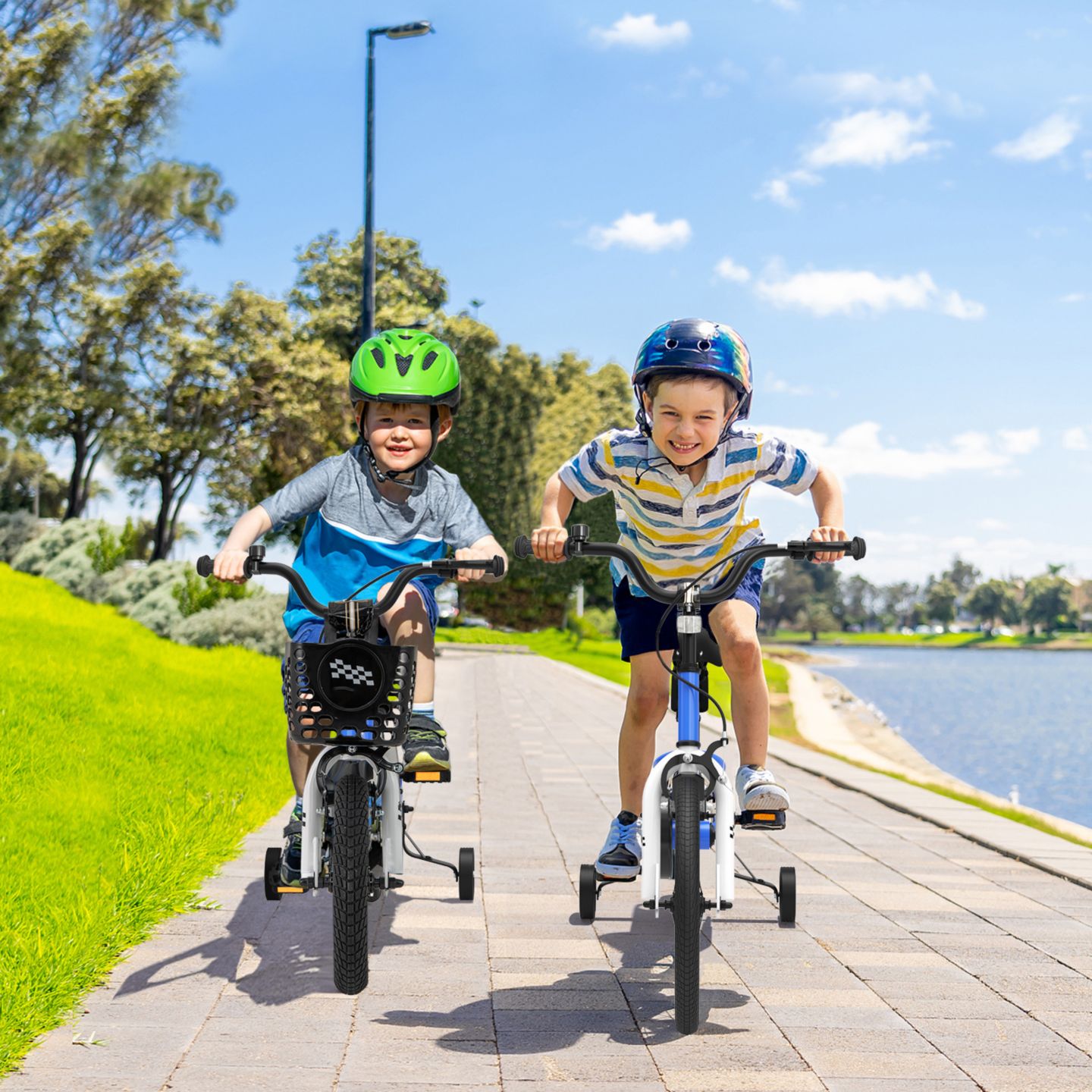 Детская игрушка Slickblue 12 Inch Kids Bike with Training Wheels for Toddlers and Children, цвет: Тёмно-синий — фото 2