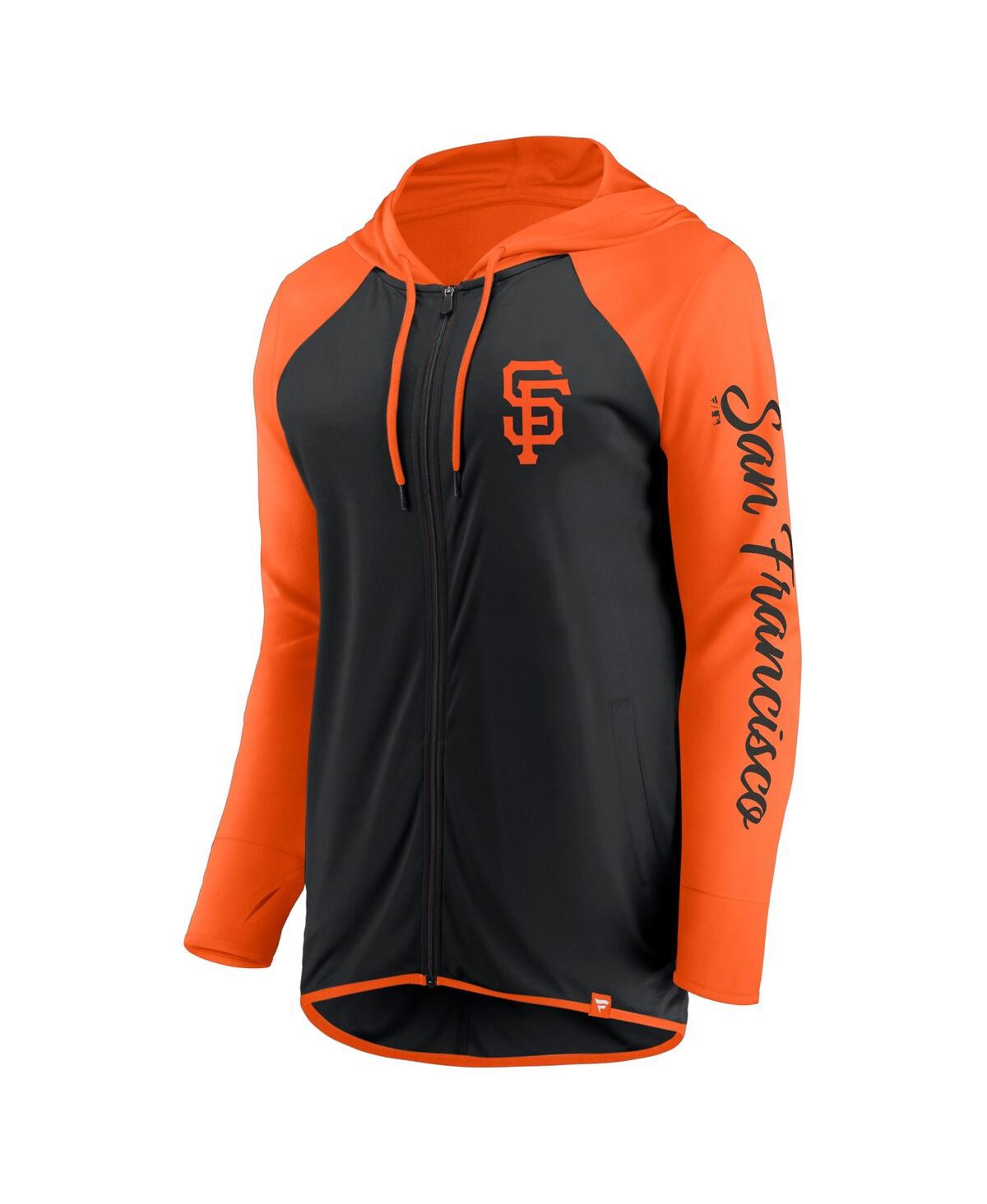 Fanatics Women's Black/orange San Francisco Giants Script Sleeve Full-zip Hoodie In Black,orange