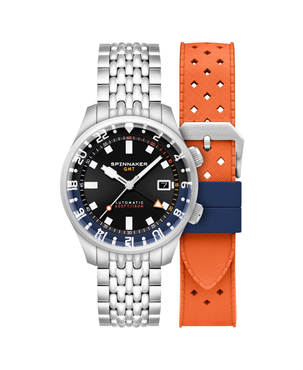 Men's Bradner Gmt Automatic Solid Stainless Steel Bracelet Watch, 42mm - Black