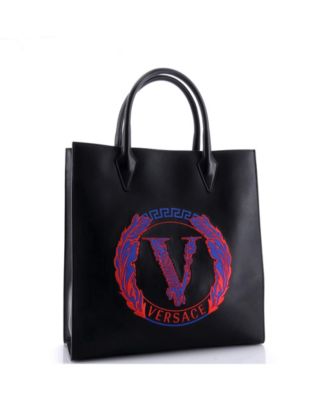Сумка для покупок Versace Virtus из вышитой кожи, бывшая в употреблении