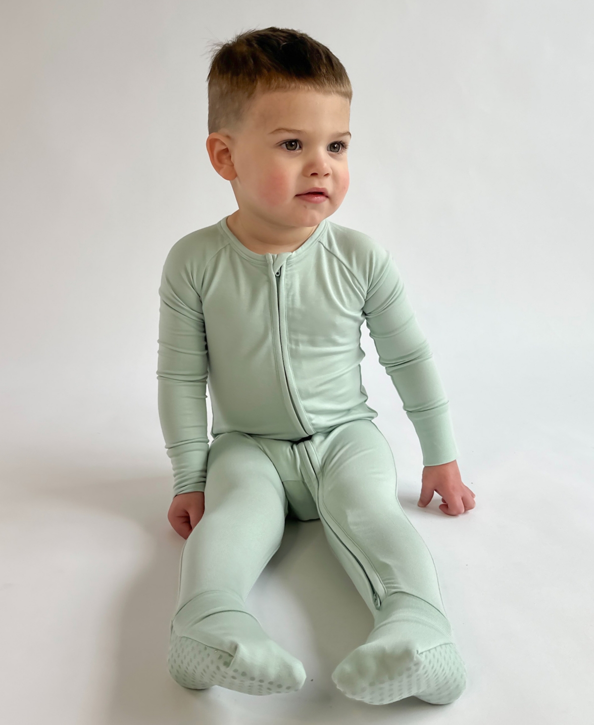 Tiny Knot Co. Baby Boys And Girls Convertible 2 Way Zippered Footed Coverall In Hazy