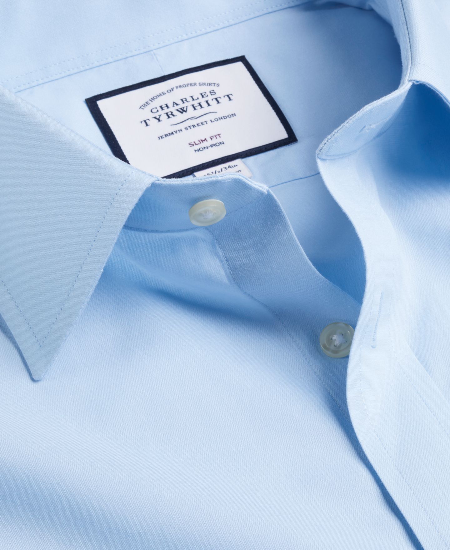 Мужская рубашка Charles Tyrwhitt Slim-Fit Poplin, цвет: Синий — фото 3