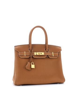 Бывшая в употреблении сумка Hermes Birkin 30 коричневого цвета из Того с золотой фурнитурой