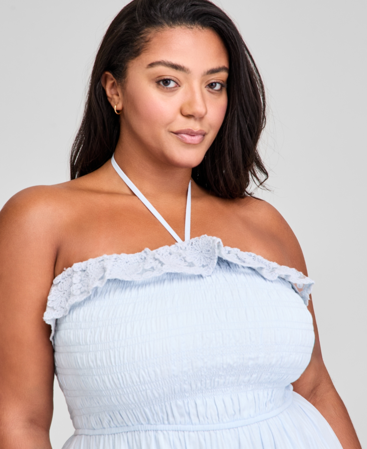 And Now This Trendy Plus Size Cotton Lace Maxi Dress, Exclusively At Macy's In Blue