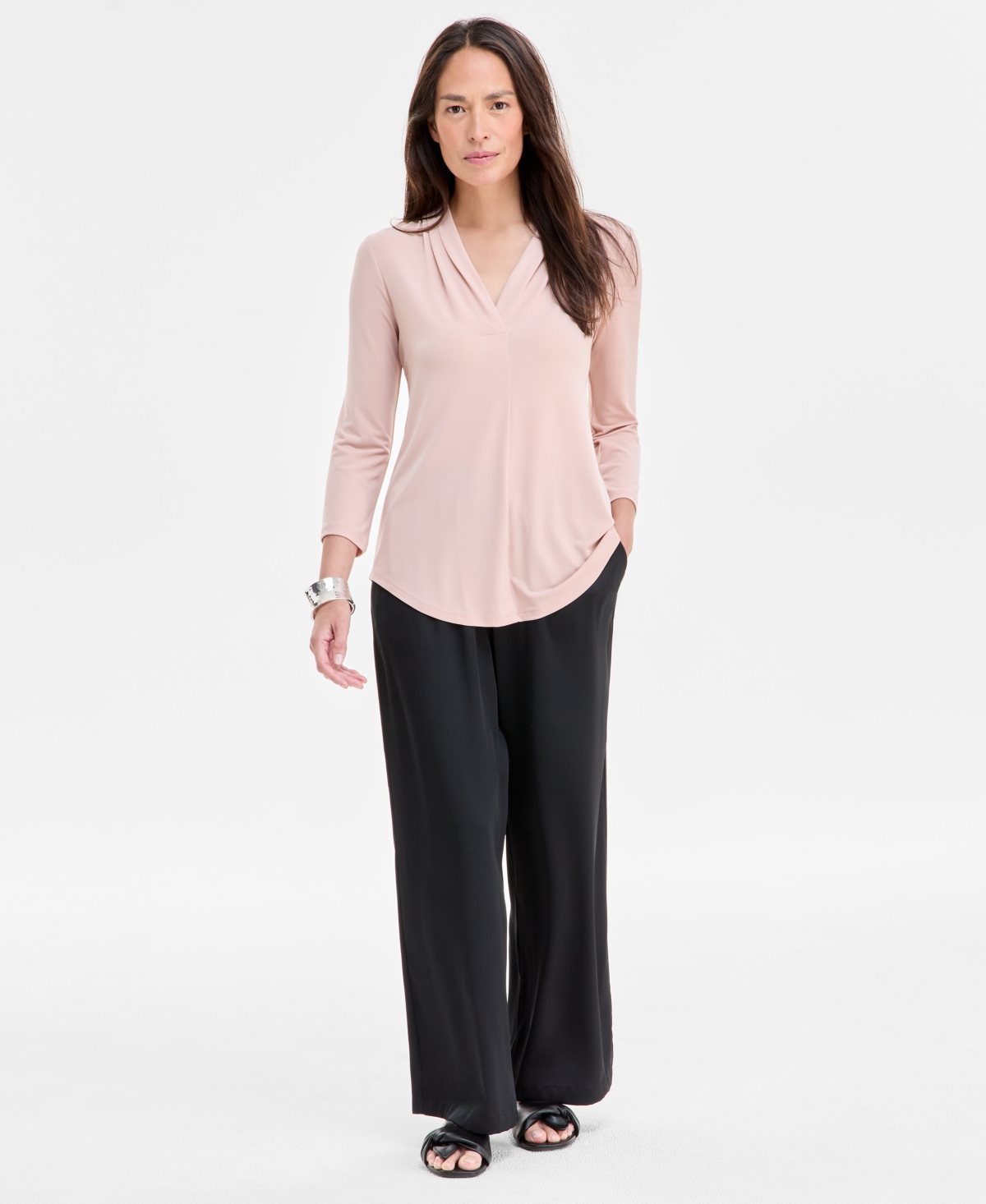 JM COLLECTION PETITE SOLID TOP, CREATED FOR MACY'S 