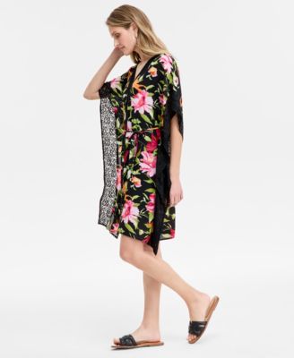 Women's Printed V-Neck Tie-Waist Kaftan Dress, Exclusively at Macy's 
