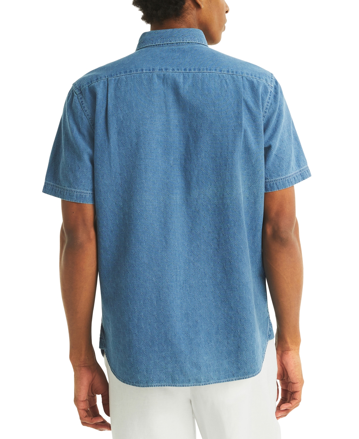 Nautica Men's Chambray Short-sleeve Shirt In Blue Bonnet