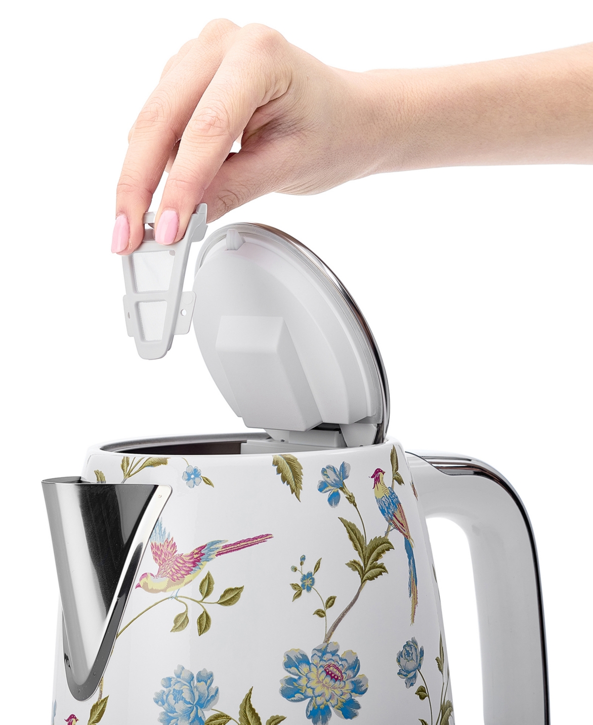 Laura Ashley Floral Print 1.7l Electric Jug Kettle In Elveden White