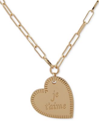Emily in Paris Gold-Tone Je T'aime Heart Pendant Necklace, 18