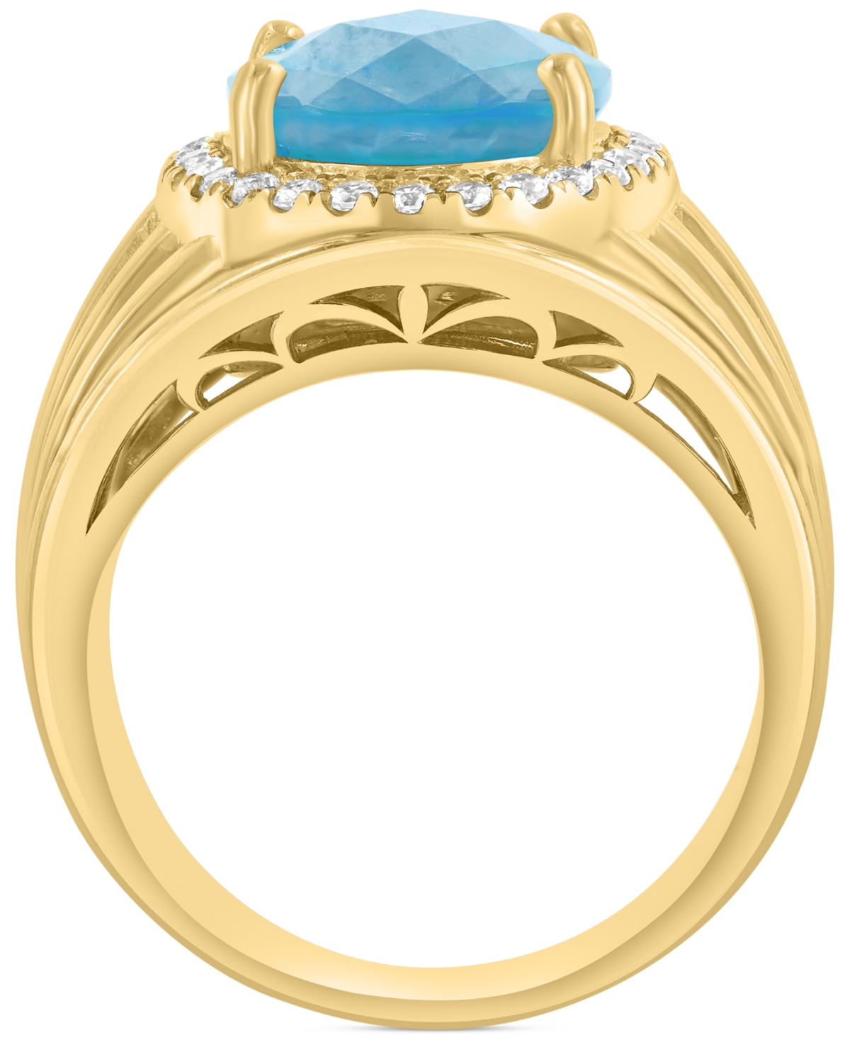 Effy Collection Effy Citrine (4-7/8 Ct. T.w.) & Zircon (1/3 Ct. T.w.) Statement Ring In 14k Gold Over Silver (also I
