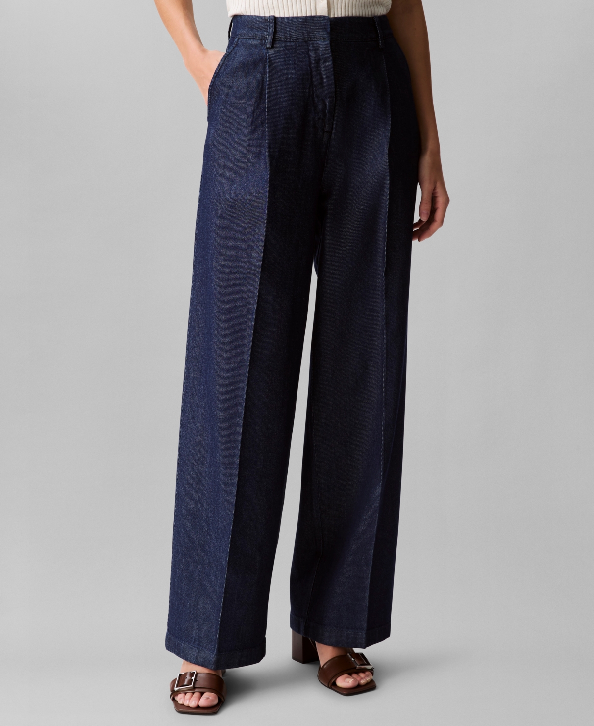 CALVIN KLEIN WOMEN'S RELAXED DENIM WIDE-LEG TROUSERS 