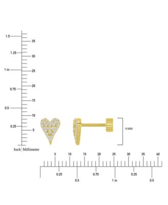 Cubic Zirconia Pav&eacute; Heart Stud Earrings in 14k Gold-Plated Sterling Silver
