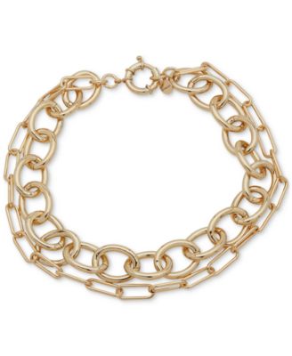 Двухрядное колье-ошейник Emily in Paris со смешанной золотой цепочкой длиной 16 дюймов