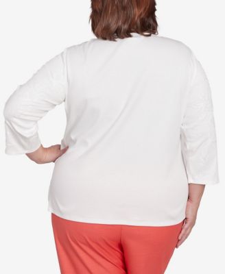 Романтический топ с вышивкой в цветочек от Alfred Dunner Plus Size Catalina Island