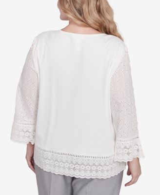 Топ Alfred Dunner Plus Size Estate of Mind с вышитой цветочной отделкой на ушках