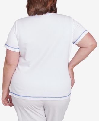 Футболка с коротким рукавом Alfred Dunner Plus Size Parrot Cay по центру