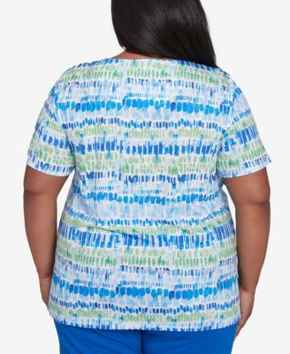 Футболка с круглым вырезом Chicklet от Alfred Dunner Plus Size Parrot Cay Tie Dye