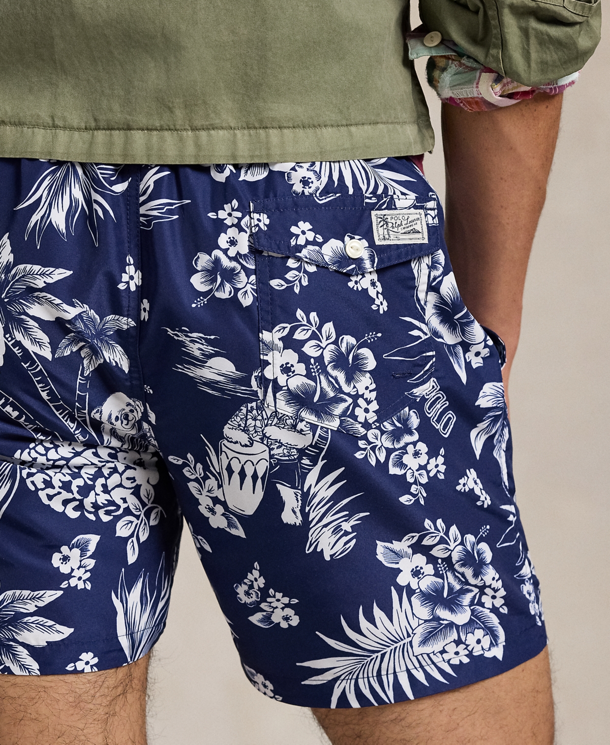 Polo Ralph Lauren 5.75-inch Traveler Polo Bear Swim Trunk In Blue,white