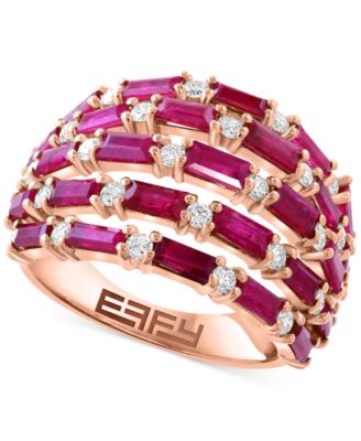 Effy Collection Diamond 58 ct tw Blue Sapphire 3 ct tw Ring in 14k White Gold Available in Pink Sapphire Emerald and Ruby - Ruby 3442$