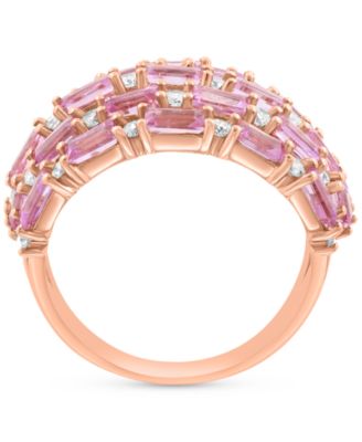 Diamond (5/8 ct. t.w.) & Blue Sapphire (3 ct. t.w.) Ring in 14k White Gold (Available in Pink Sapphire, Emerald, and Ruby)