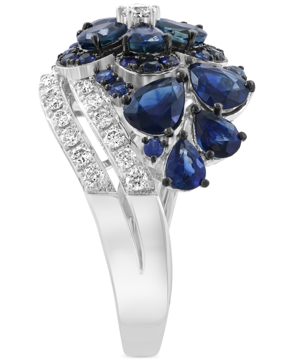 Effy Collection Diamond (1/2 Ct. T.w.) & Sapphire (3-1/6 Ct. T.w.) Ring In 14k White Gold In Sapphire