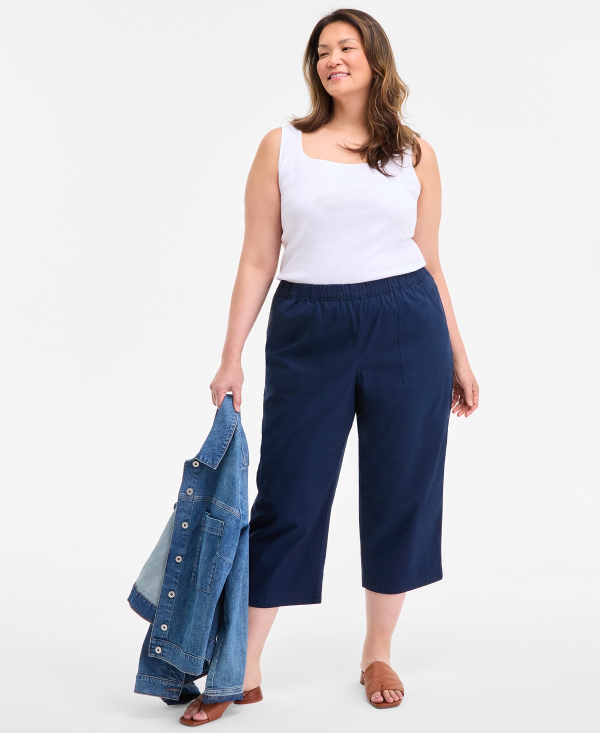 Style & Co Plus Size Pull-on Cropped Pants, Exclusively At Macy's
