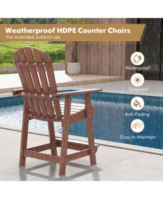 Tall Bar Stool HDPE Patio Chair w/ Armrest Footrest Home Indoor Outdoor