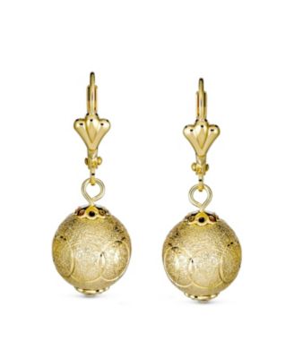 Elegant Drop Ball Earrings Gold Plated Lightweight 12MM