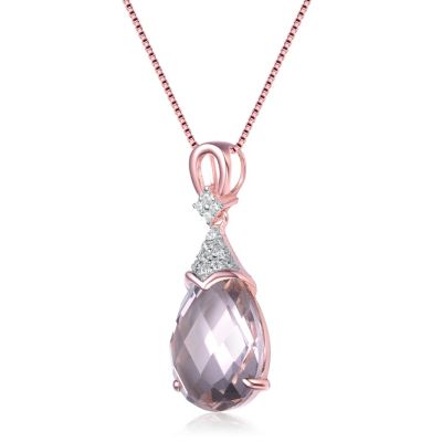 Women's Elegant 18K Rose Gold Plated Colored CZ Teardrop Necklace