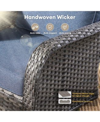 5-Piece Outdoor Wicker Patio Furniture Set, Double Resistance Rattan Rocking Chair and Coffee Table Conversation Set