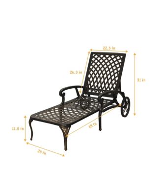 Outdoor Chaise Lounge with Cushions Patio Lounge Chairs with Wheels & Adjustable Backrest Aluminium Pool Sun Lounges Chairs for Outside, Beige