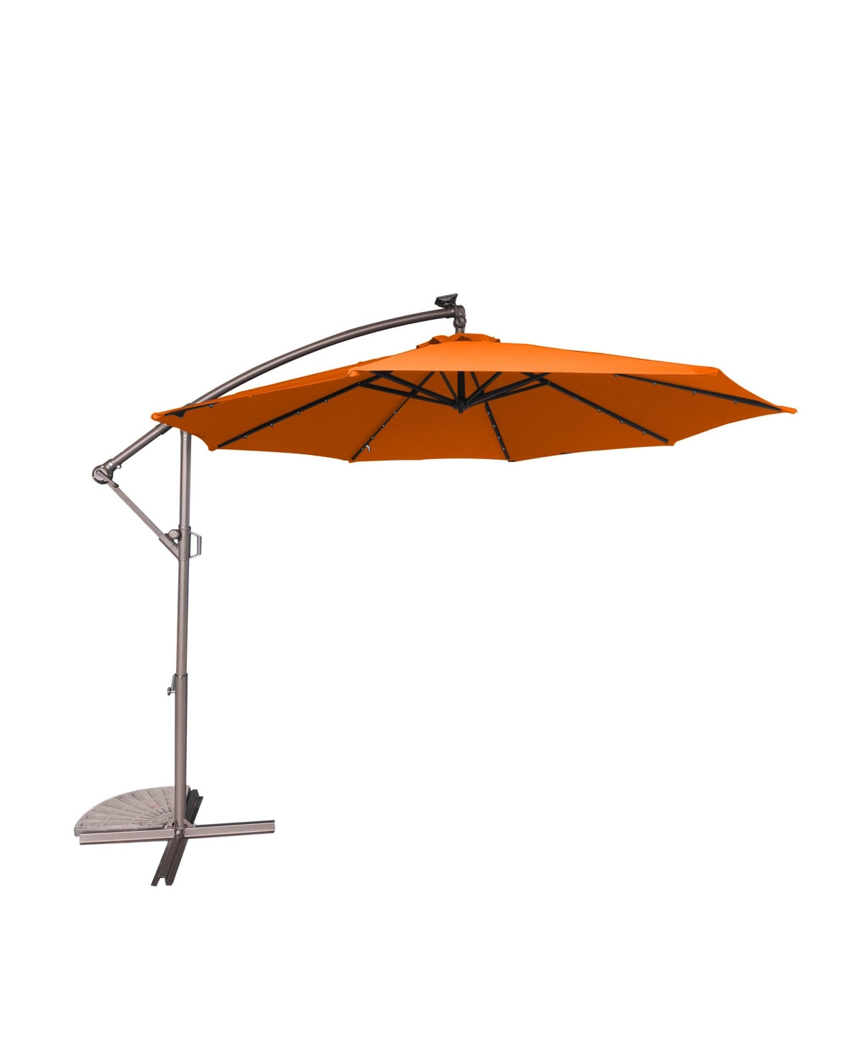 10 Ft Cantilever Patio Umbrella with Lights Offset Patio Umbrella Crank Large Outdoor Umbrella Pool Umbrella for Backyard Garden Deck Pool Without Bas
